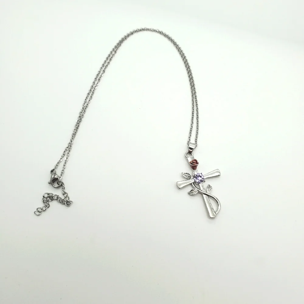 Stainless steel cross necklace - Picture 2 of 5